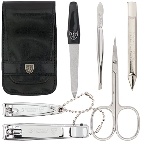 3 Swords Germany - brand quality 6 piece manicure pedicure set for nail care scissors clipper with case by 3 Swords Germany - black