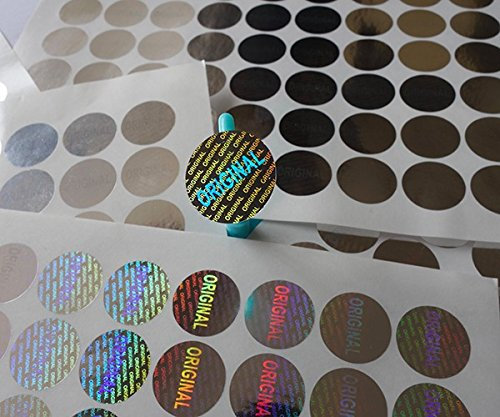 1000 pcs 16mm/0.6 diameter silver ORIGINAL warranty seal laser hologram label sticker one time use only by justlabel