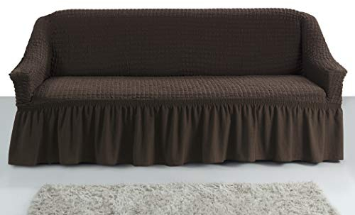 My Palace Giulia Sofabezug 2-Sitzer Rutschfester Sofaüberwurf Couchcover Sofa Überwurf elastische Sofahusse Couchbezug Sofaschonbezug 120-190cm Braun
