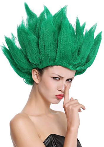 WIG ME UP - 91062-PC18 Perücke Damen Herren Karneval Halloween Cosplay Blume Tulpe Dämon Waldfee Elfe grün hochtoupiert