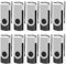 10 Pack USB Memory Sticks 512MB EASTBULL USB 2.0 Flash Drives Pen Drive Photo Memory Stick Swivel Design Fold Storage (Black With Lanyard)