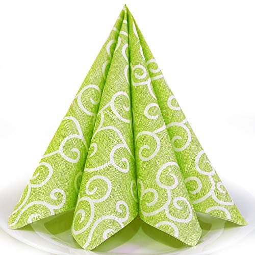 Servietten Francis grün Premium Airlaid, STOFFÄHNLICH | 50 Stück | 40 x 40cm | Hochzeitsserviette | hochwertige, edle Serviette für Hochzeit, Geburtstag, Party, Taufe, Kommunion | made in Germany
