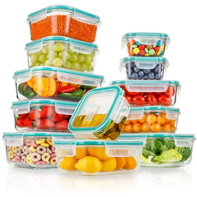 Sänger | Aufbewahrungsbox mit Deckel 24 tlg (12 Behälter & 12 Deckel), Vorratsdosen Set aus Glas, Meal Prep Boxen Gefriergeeignet, Mikrowellengeschirr BPA Frei, Luftdichte Vorratsdosen türkis