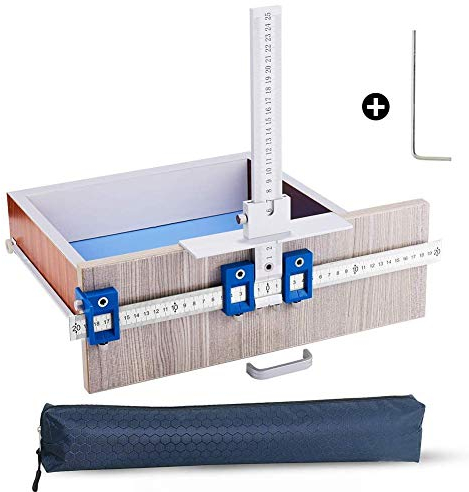 ZDYNASTY Cabinet Hardware Jig Adjustable Punch Locator Drill Guide Template Measuring Tool Woodworking Drill Guide Tool Handle jig for Kitchen cupboards(Aluminum with Steel)