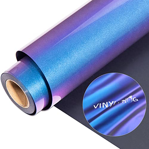 Gradual Heat Transfer Vinyl Purple to Blue Chameleon Vinyl 12x20 inch by 2 Sheets with Iron and Heat Press Gradient Change Color HTV for T-Shirt and Garment