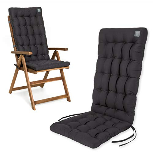 HAVE A SEAT Luxury | Gartenstuhlauflage Hochlehner (1 St.) - Bequeme Sitzauflage - orthopädisch, wetterfest, waschbar bis 95° C - Made in Germany (1 Stück - 120x48 cm, Grau-Anthrazit)