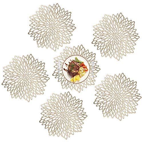 Tischset PVC Platzset 6er Set rutschfest Abwaschbar Vinyl Abgrifffeste Hitzebeständig Platzdeckchen für Zuhause Restaurant Speisetisch 38cm