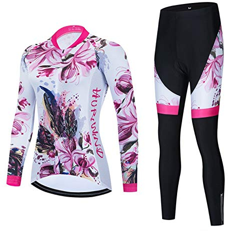 GRTE Fahrradbekleidung Radtrikot Set Damen-Radset Frühling-Sommer-Herbst Radanzug Trägerhose Hose mit 4D-Sitzpolsterung,A,M