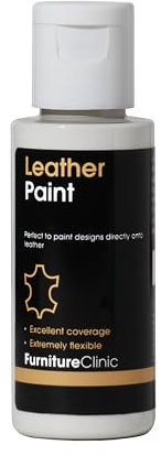 Furniture Clinic Leather Paint - for Painting All Leathers: Footwear, Handbags, Clothing, etc. Flexible and Durable (White, 50ml)