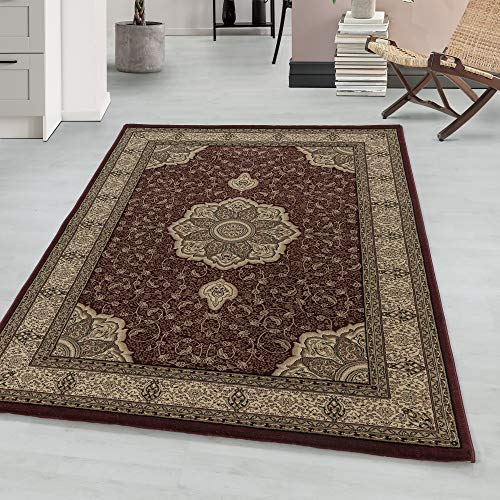 Wohnzimmerteppich Orient Design Kurzflor Schlafzimmer Esszimmer Küche Flur Teppich Pflegeleicht Weich & Flauschig Flauschiger Läufer Teppich in Farbe: Rot, Grösse: 80 x 150 cm