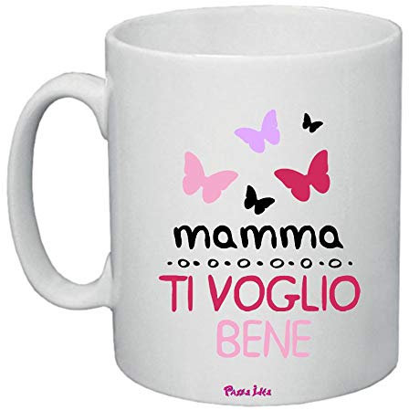 Tasse mug 8 x 10 cm, inscription maman, je t'aime bien papillons, idée cadeau fête enfants