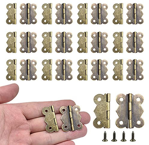 50 Pcs Antique Bronze Mini Hinges Retro Butt Hinge for Replacement Hinge Wooden Jewelry Box Cabinet Decorative (Butterfly Hinges 30 * 25mm)