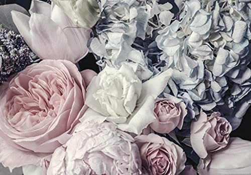 WallArena - Vlies Fototapete Blumen Pfingstrose Romantisch Rosen 208x146 cm - Fototapeten - Tapeten - für Wohnzimmer Schlafzimmer - Vliestapete Wandtapete Tapete 3D Effekt- inkl. Kleister