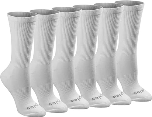 Dickies Women's Dri-Tech Essential Crew & KH Socks, White (6 Pr), Small