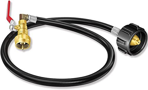 36'' Propane Refill Adapter Hose with Shut off Valve, QCC1 Type 1LB Propane Refill Tool Kit, 350PSI High-Pressure Propane Extension Refill Hose for Filling 1 lb Propane Bottle (Black-36’’ QCC1 Type)