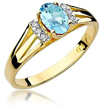 MARKO Goldring mit Topas 0.50Ct und mit Diamanten 0.05Ct | Ring aus 14k 585 | Verlobungsring | Ring für Damen (Topas, 57 (18.2))