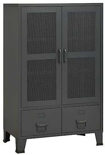 vidaXL Lagerschrank Industrie-Stil Sideboard Kommode Anrichte Metallschrank Schrank Beistellschrank Bücherschrank Anthrazit 70x40x115cm Metall