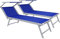 Lettini Prendisole Pieghevole Professionale Alluminio Tessuto Textilene 720 gr/m² Tettuccio Orientabile Parasole Sdraio Prendi Sole Mare Spiaggia Piscina 182 x 60 x 38 cm (2, Blu)