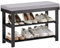 APICIZON Bambus Schuhbank, Schuhregal mit 3 Ebenen, 70×28×50cm, Schuhschrank mit Gepolstertem Sitz für Porch, Wohnzimmer, Schlafzimmer, Badezimmer, Schwarz