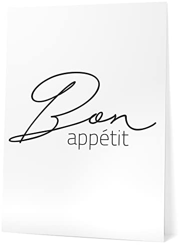 Papierschmiede® Typografie Poster, 40x50 cm, Wanddeko Küche, Esszimmer, Wohnzimmer, schwarz-weiß Bild mit Spruch OHNE Rahmen, Bon Appétit