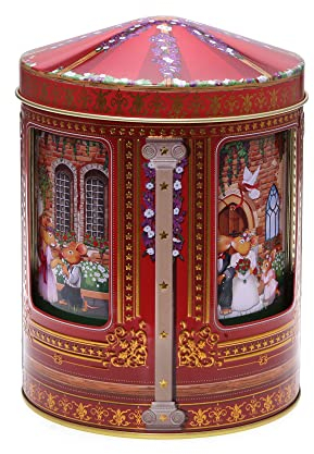 POWERHAUS24 Klassische Blechdose mit Spieluhr im Dosenboden mit ?Für Elise? Melodie, Geschenk, Aufbewahrung, Spielzeug, Deko, lebensmittelecht, ca. 12 cm x 16,5 cm, 2 Rezepte inklusive