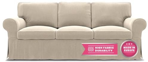 Bemz - Sofa Überzug kompatibel mit IKEA Ektorp - Sofabezug 3 Sitzer - Waschbarer 7-teiliger Couch Überzug - Ektorp Bezug 3er Sofa Cover - Couchbezug - Sofaschoner rutschfest (Beige)