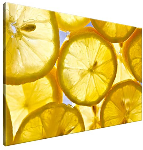Estika Leinwand bilder - Zitronenscheiben - 120x80 cm, 1 teilige kunstdruck - Wandbilder wohnzimmer, schlafzimmer, Moderne wanddeko, Bild auf leinwand - Küche, Restaurant bilder - 1550A_1B