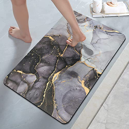 KAZOLEN rutschfeste Badematte Super Absorbierende Badezimmerteppich: dünn 40 x 60 cm Waschbar schnelltrocknende Badvorleger Duschvorleger für Dusche, Badewannen und Badezimmer, Toilette, Dunkelgrau