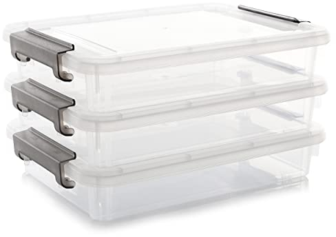 Citylife 4.5L-3er Set Aufbewahrungsbox a4 mit Deckel, Plastic Storage Bins transparente File Box für die Organisation von A4 Papier, Foto, Dokument, Büro, 37x26x7cm