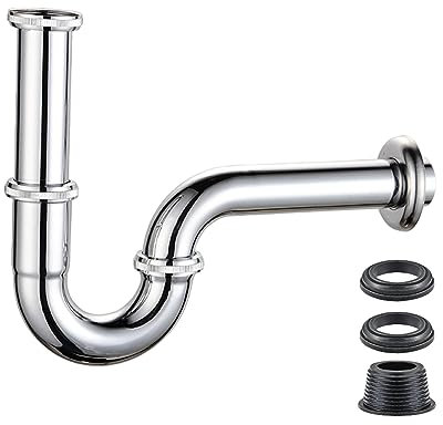 Universal Siphon Set mit Ablaufgarnitur für Waschbecken mit Überlauf, Ablaufgarnitur für Waschbecken und Waschtisch, Abflussrohr, Chrom Pop Up Ventil Waschbeckenstöpsel (A)