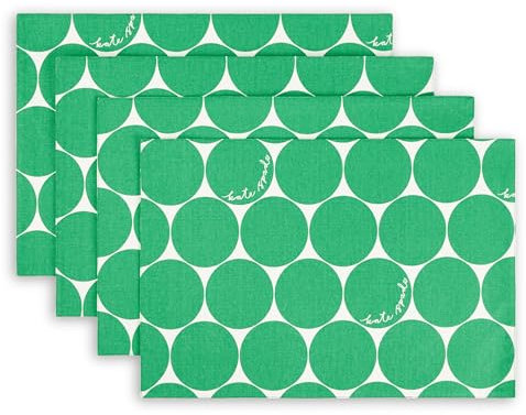 KATE SPADE NEW YORK Joy Dot Platzsets, wendbar, 100% Baumwolle, maschinenwaschbar, Grün/Creme, 33 x 48,3 cm, 4 Stück