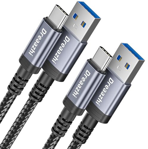 Dreaazhi USB C Data Cable 0.2M 2Pack, USB 3.1 Gen 2 Fast Charging, 10GB Data Transfer, USB to Type C for Samsung Note20, Galaxy S23, Samsung T7, SanDisk Extreme Portable SSD, Crucial X8, WD
