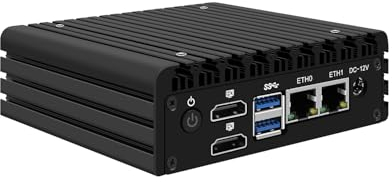 HUNSN Micro Firewall Appliance, Mini PC, VPN, Router PC, Intel Core I3 N305, RJ56, AES-NI, 2 x 226-V 2.5GbE LAN, 2 x HDMI2.0, 2 x USB3.2, Barebone, NO RAM, NO Storage, NO System