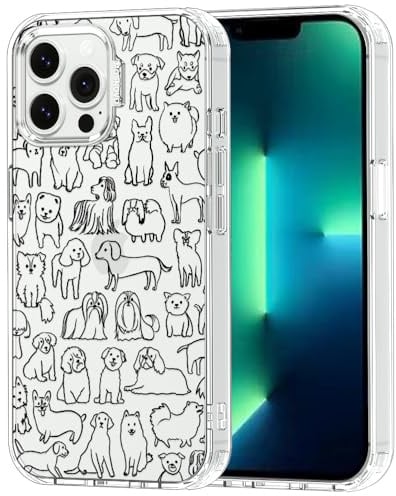 MOSNOVO Case for iPhone 13 Pro Max, [Buffertech 6.6ft Military-Grade Drop Protection] [Anti Peel Off Tech] Clear TPU Bumper Phone Case Cover Design - Doodle Dog