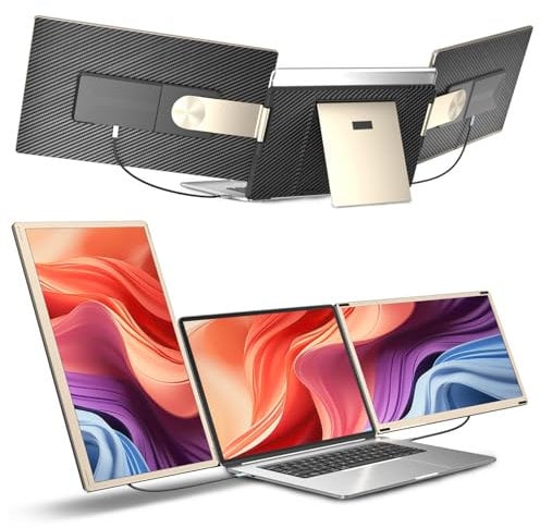 siaviala Laptop Screen Extender, 15.6” Portable Monitor, FHD 1080P Ultra-Slim Travel Monitor mit Lautsprechern, Triple Display Extension, Kompatibel mit 13-17.3“ Laptops