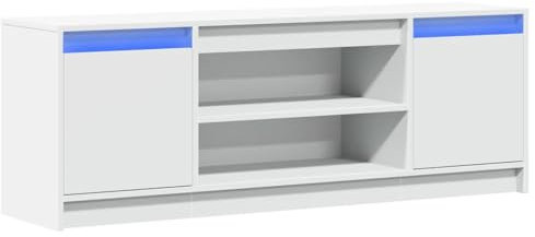 vidaXL Meuble TV avec LED Blanc 139,5x34x50 cm Bois d'ingénierie