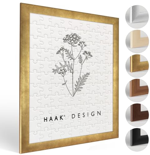 Haak Puzzlerahmen Klassik Blattgold 37,5 X 98 cm (ca. 1000 Teile) Bilderrahmen Rahmen für Puzzle