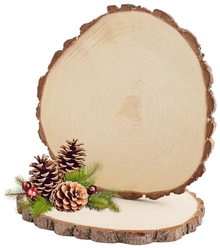 MEIDIV 2 Pcs Log Slice Cakestand 30-31cm, Large Wood Slices for Crafts, Rustic Wood Circles, Wooden Cake Stand for Wedding, Serving Platter Grazing Board, Table Centerpiece Wedding Decor