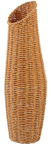 MAGICLULU Vase De Sol Imitation Rotin Tressé Grosse Taille en Plastique Solide Support Décoratif pour Fleurs Séchées Et Artificielles Adapté Salon Et Bureau