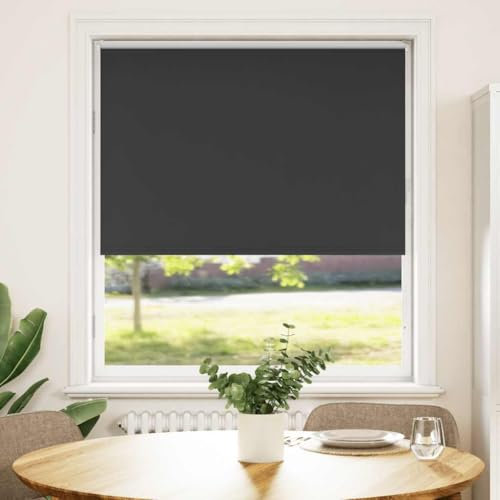 vidaXL Verdunkelungsrollo Schwarz 90x150 cm Stoffbreite 85,7 cm, Rollo, Klemmfix, Thermorollo, Verdunklungsrollo, Klemmrollo, Fensterrollo