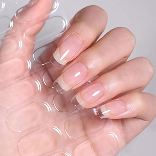 Yamobi 16 Piezas Pegatinas de Gel UV, Adhesivos de Uñas UV, endurecedores para Uñas de Gel DIY, incluye Lima y Lámpara UV Accesorios para Aplicación Fácil (Transparente)