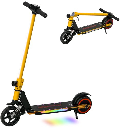 SPORTNOW Electric Scooter for Kids Foldable Age 6-14 Dual Brakes | Up to 14 KM/H, Maximum Range 6 KM, 6.8kg Lightweight, Front Suspension, LED Colourful Lights