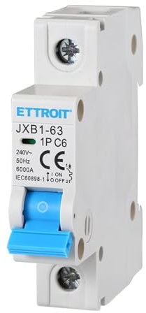 230V 6A C6 INTERRUTTORE MAGNETOTERMICO 240V AC, MONOFASE, OCCUPA 1 MODULO GUIDA DIN, 1P 1 POLO, 6KA 6000 AMPERE, INTERRUTTORE DI CIRCUITO