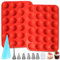 UZSUZZ 2 Pièces Moule Silicone Pâtisserie, 24 Cavités pour Cupcakes et Muffins, Moule Réutilisable en Silicone, BPA Free, Plaque Anti-Adhésive, Idéal pour Tartelettes, Brownies et Puddings (Rouge)