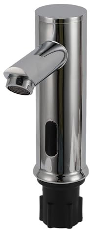 Fockety Robinet de lavabo de salle de bain, robinet à capteur automatique sans contacts alimenté par batterie, filetage mâle G1/2, robinet intelligent avec filtre, pour salle de bain