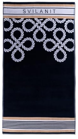 Vitapur Badetuch Royalty Blau – Großes Strandtuch 100x180 cm, XXL Strandtuch, aus Baumwolle, Quick Dry, Luxus Badetuch, weich & saugfähig, für Strand und Pool, blau gestreift, trendiges Design