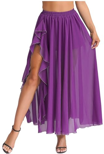 Yihuimin Donna Gonna Lunga Danza Orientale con Fessura Danza del Ventre Flamenco Spagnolo Costume Esibizione