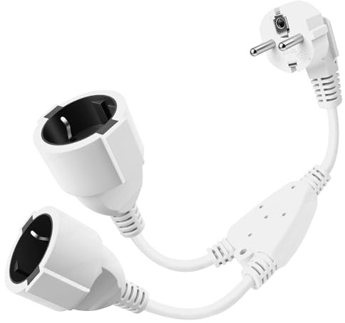 Gaethra Doppelstecker, 2 Fach Nadapter mit Verlängerungskabel, 250V, 16A, 3680W, für Haus, Büro, Küche, Kompatibel mit PC, Laptop, Druckern, Bürogeräten