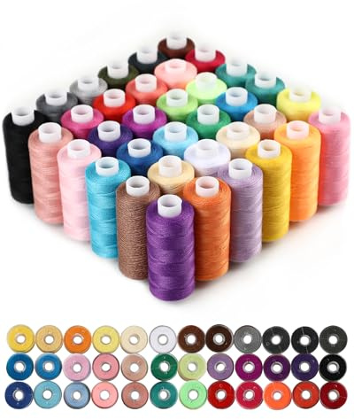 Set Cucito 72 Pezzi con 36 Colori – Set di Fili e Accessori in Poliestere 100% (400 Yard per Bobina) per costura, hilos de coser para maquina, hilo coser