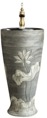 Independiente Lavabo de pedestal antiguo tallado con grifo y desagüe, mueble baño exterior pie moderno